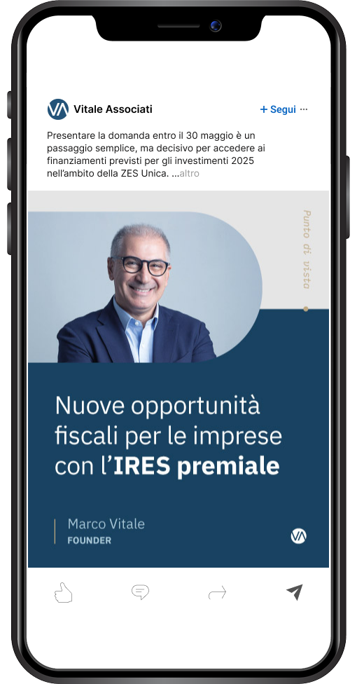 Format grafico Punto di vista sull'IRES premiale per le imprese spieagato da Marco Vitale
